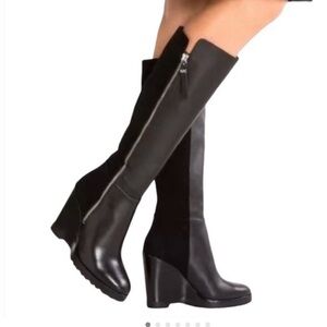 Michael Kors Clara wedge Black Leather Boots